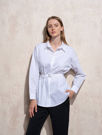 Tunica camicia in cotone con cintura