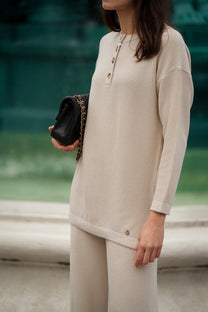 Maglia lunga testurizzata con bottoni