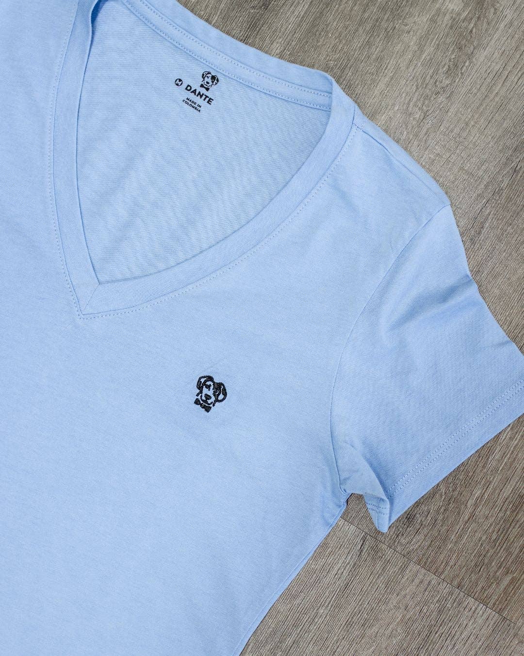 T-shirt donna antimacchia Blue Sky in cotone con scollo a V