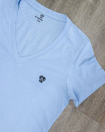 T-shirt donna antimacchia Blue Sky in cotone con scollo a V