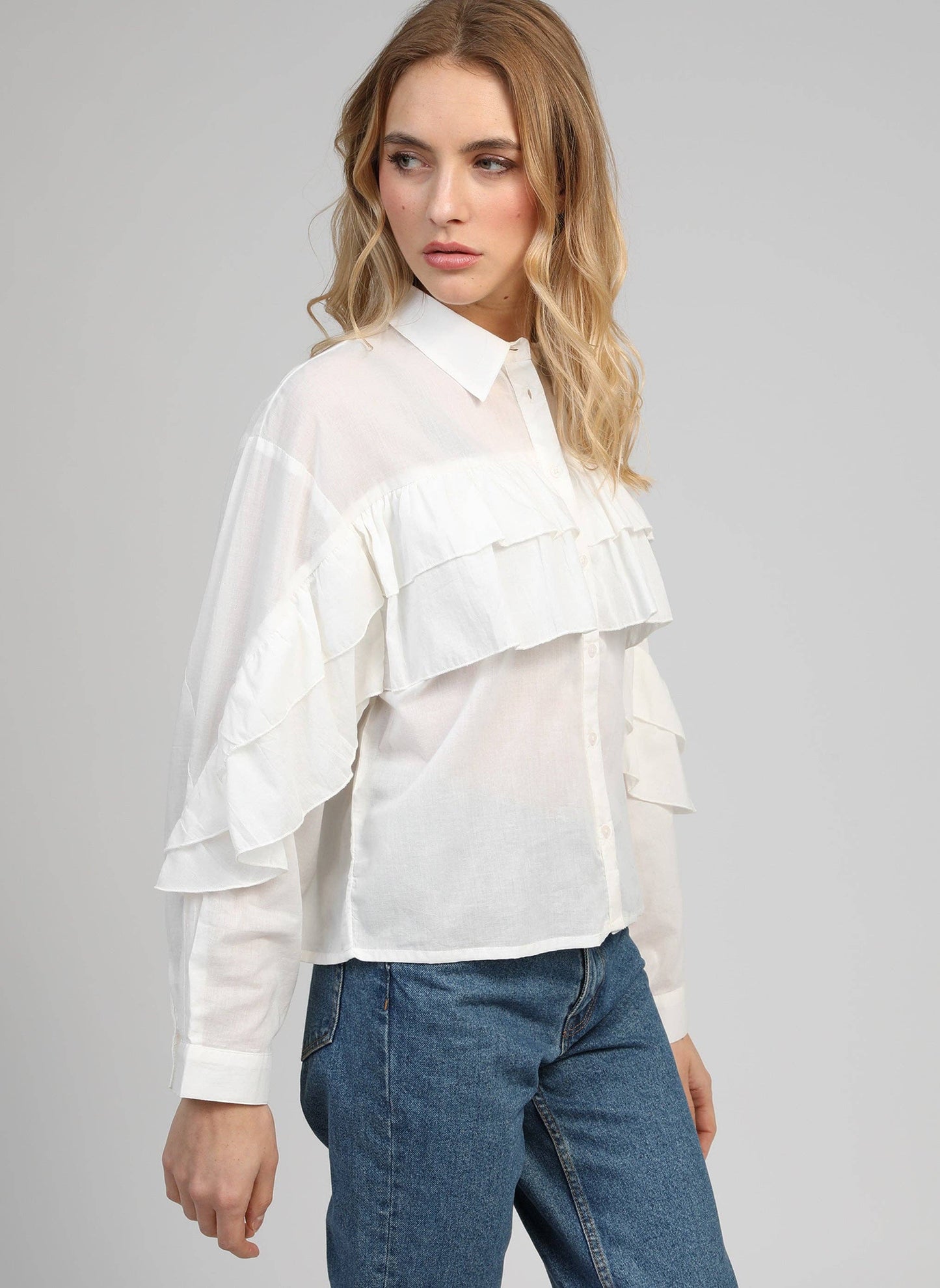 Camicia bianca con volant Suprema