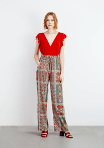 Pantaloni stampati patchwork multicolor