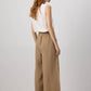 Pantaloni palazzo in cotone con bordi sfrangiati