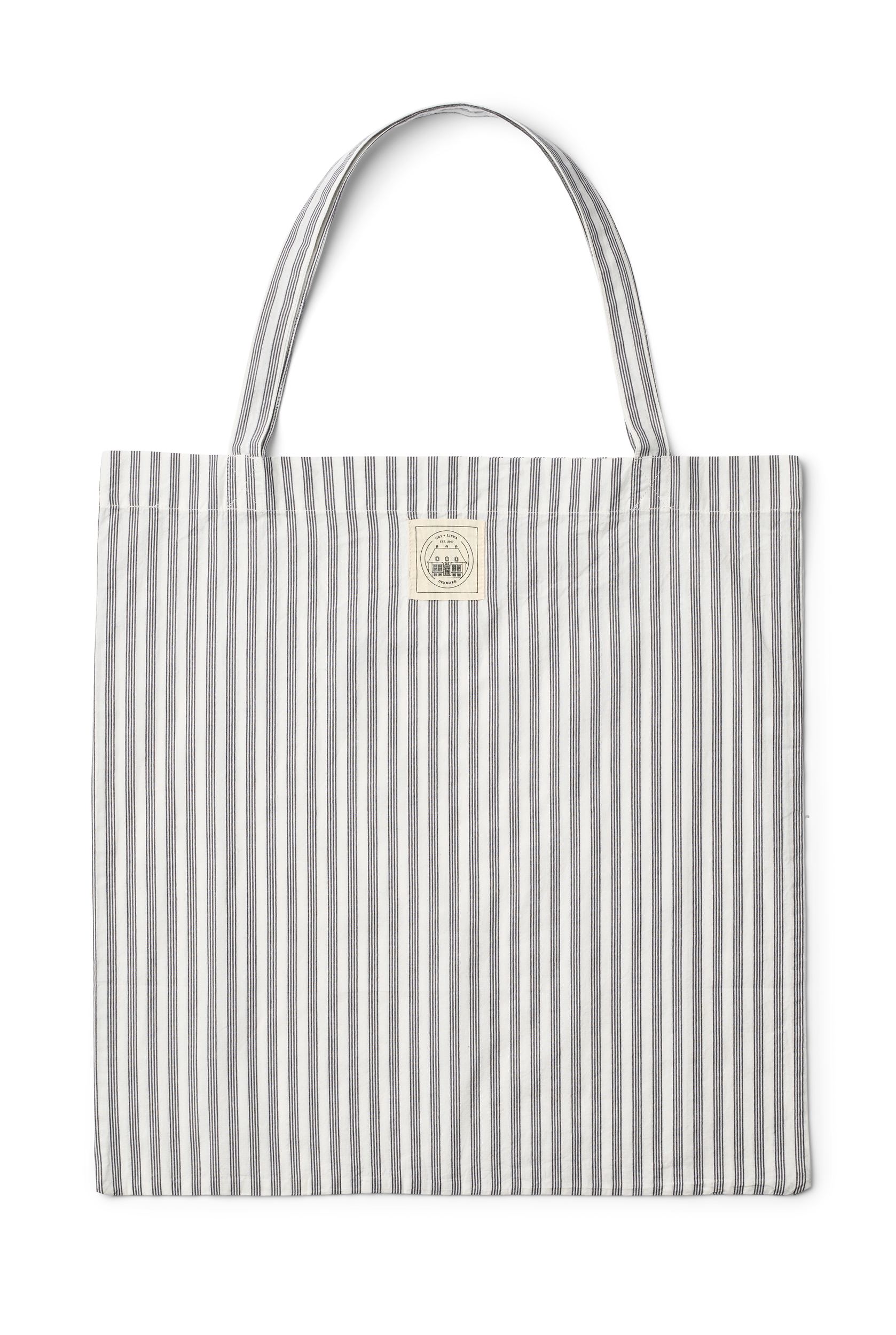 Borsa tote in cotone organico a righe bianco e blu