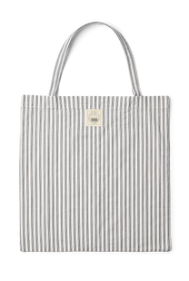 Borsa tote in cotone organico a righe bianco e blu