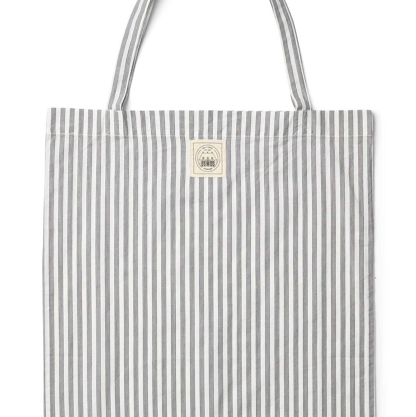 Borsa tote in cotone organico a righe bianco e blu