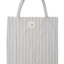 Borsa tote in cotone organico a righe bianco e blu