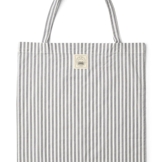 Borsa tote in cotone organico a righe bianco e blu