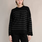 Maglione Girocollo Oversize a Righe in Misto Cashmere