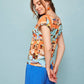 Camicia pareo multicolor con scollo a barca e bottoni sul retro