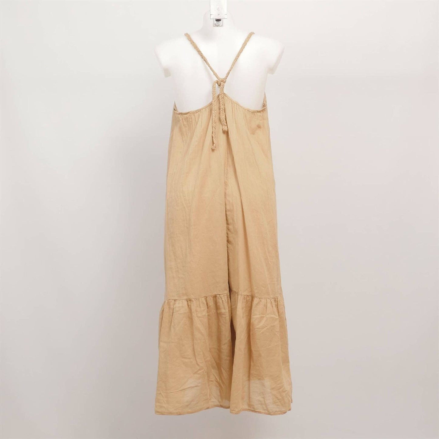 Abito lungo bohemien con spalline intrecciate e balza