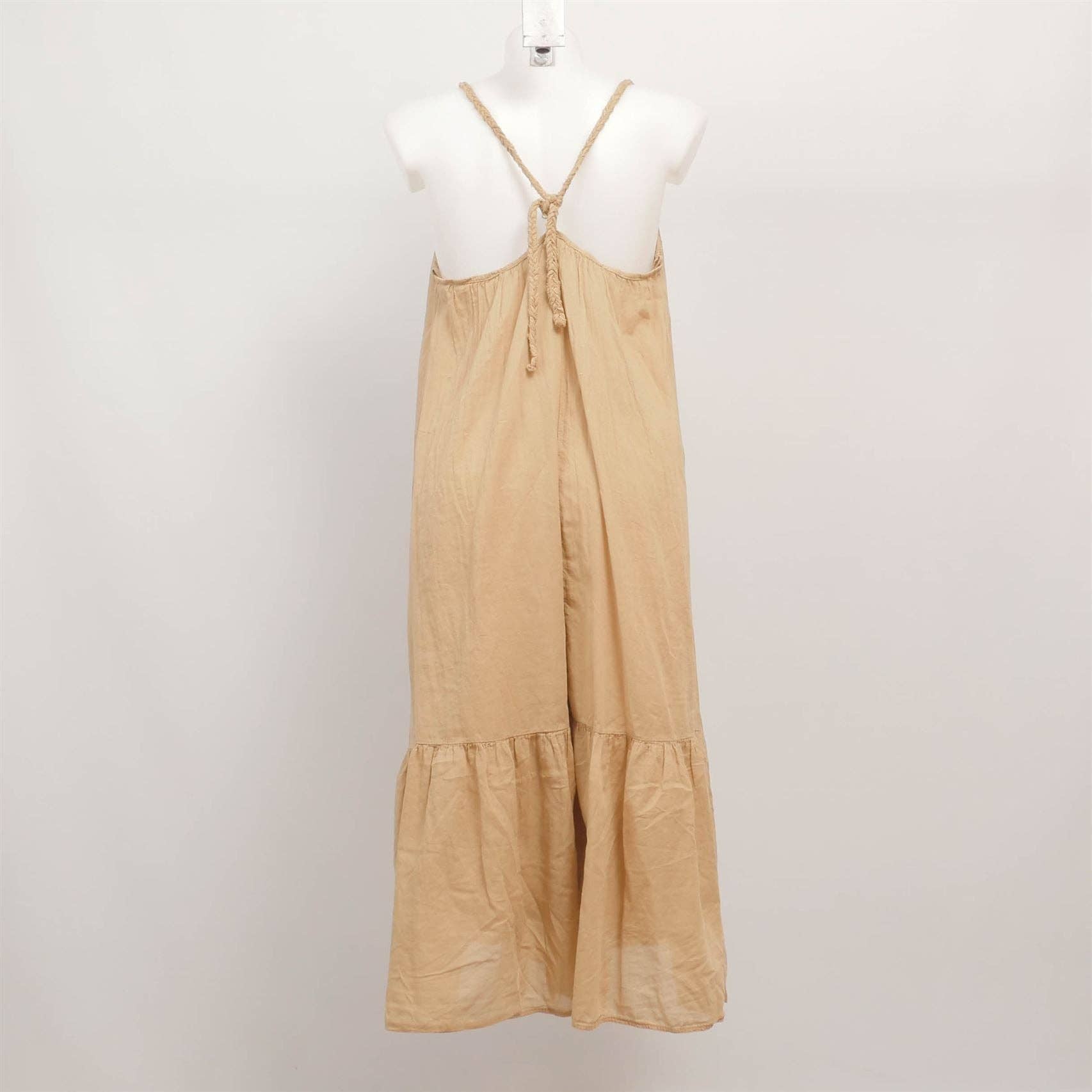 Abito lungo bohemien con spalline intrecciate e balza