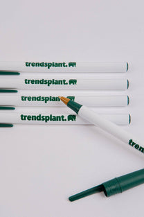 Confezione da 5 penne a sfera ecologiche BIC con logo Trendsplant bianco e verde