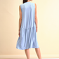 Abito midi smanicato con scollo a V