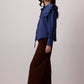 Camicia blu navy con maxi colletto alla marinara arricciato