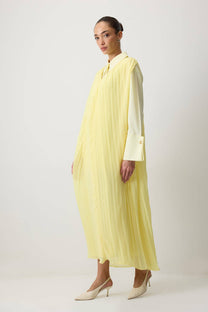 Abito lungo in chiffon plissé