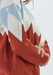 Maglione jacquard a rombi multicolor