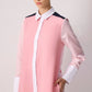 Abito camicia maxi bicolore a righe in cotone misto