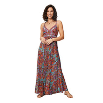 Abito lungo estivo senza maniche boho multicolor