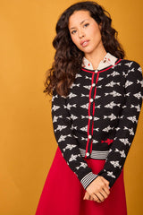 Cardigan Felce con stampa pesci