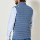 Gilet imbottito in lana merino con zip e tasche blu chiaro