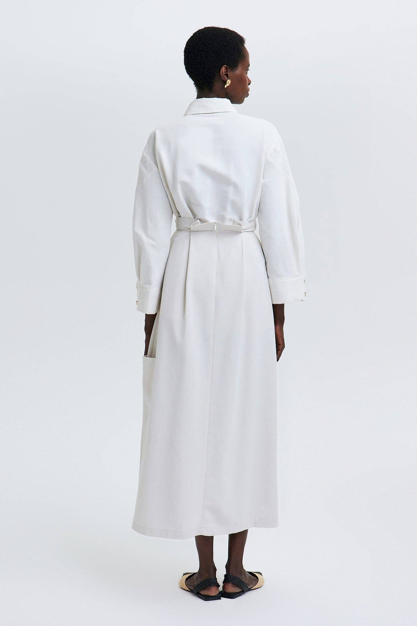 Gonna lunga in lino con tasche