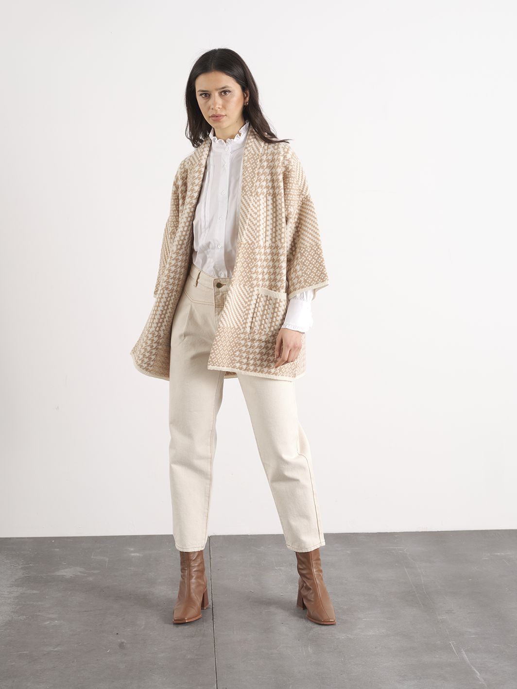 Giacca cardigan in maglia jacquard con tasche
