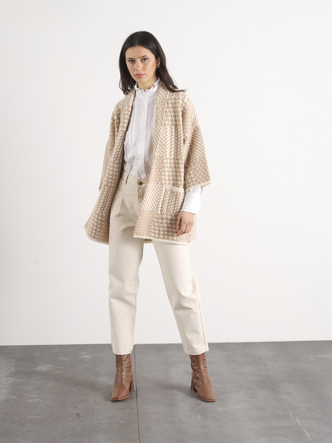 Giacca cardigan in maglia jacquard con tasche