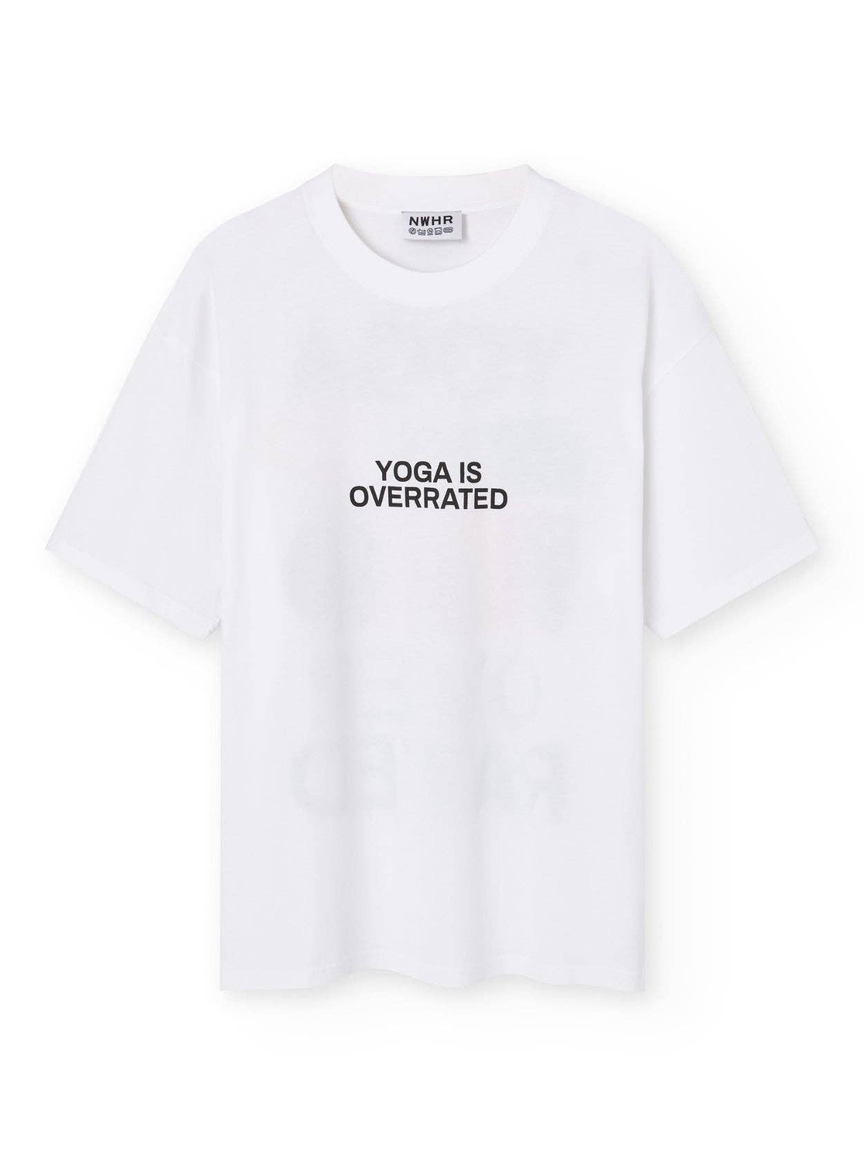 T-shirt oversize “Yoga is Overrated” in cotone biologico