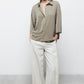 Blusa oversize tinta unita con colletto classico