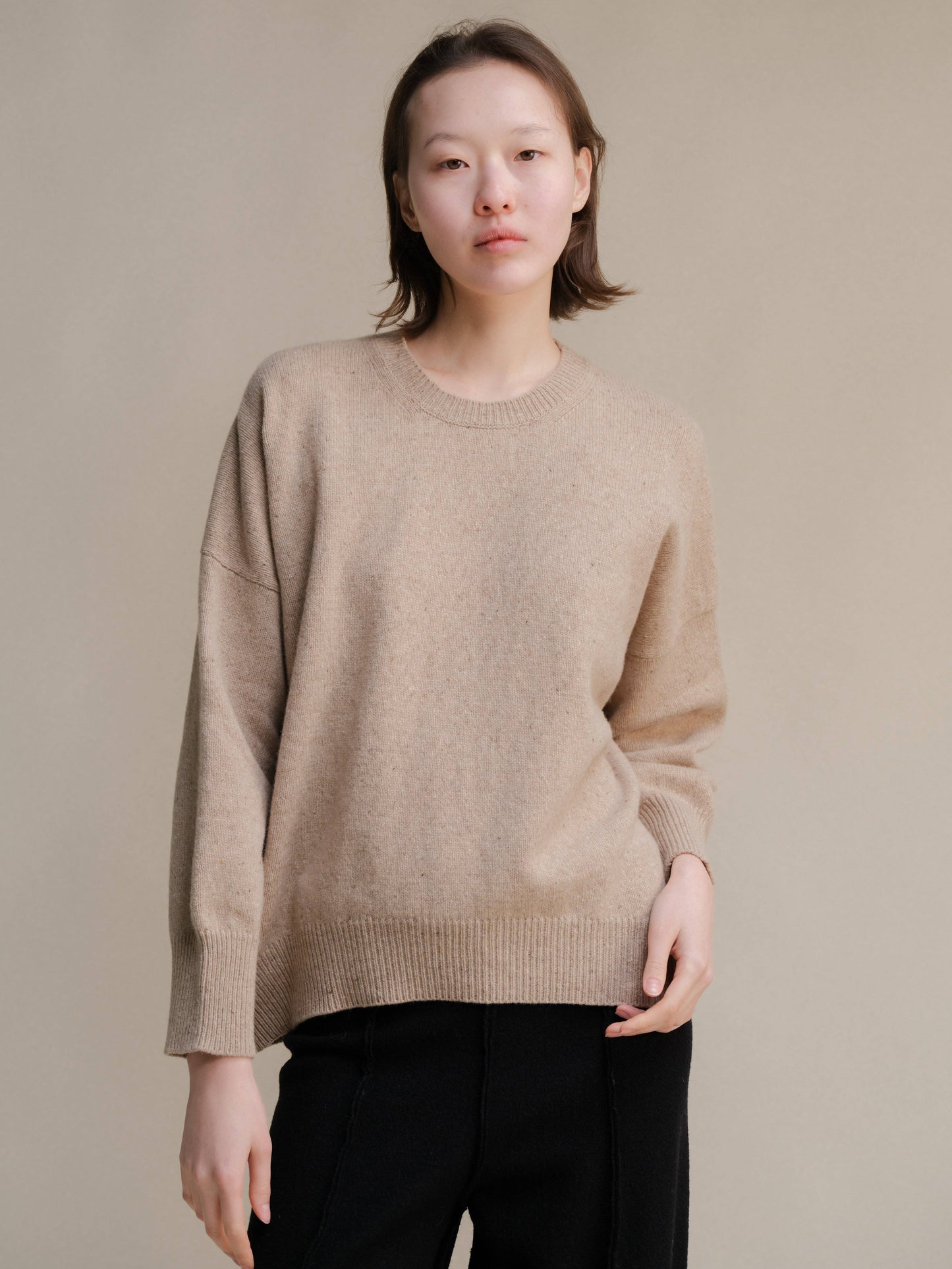 Maglione girocollo oversize effetto tweed