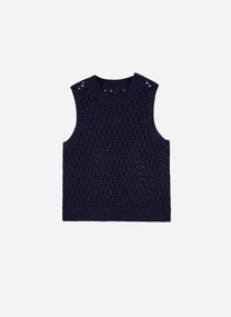 Maglione smanicato navy a collo alto Vikali