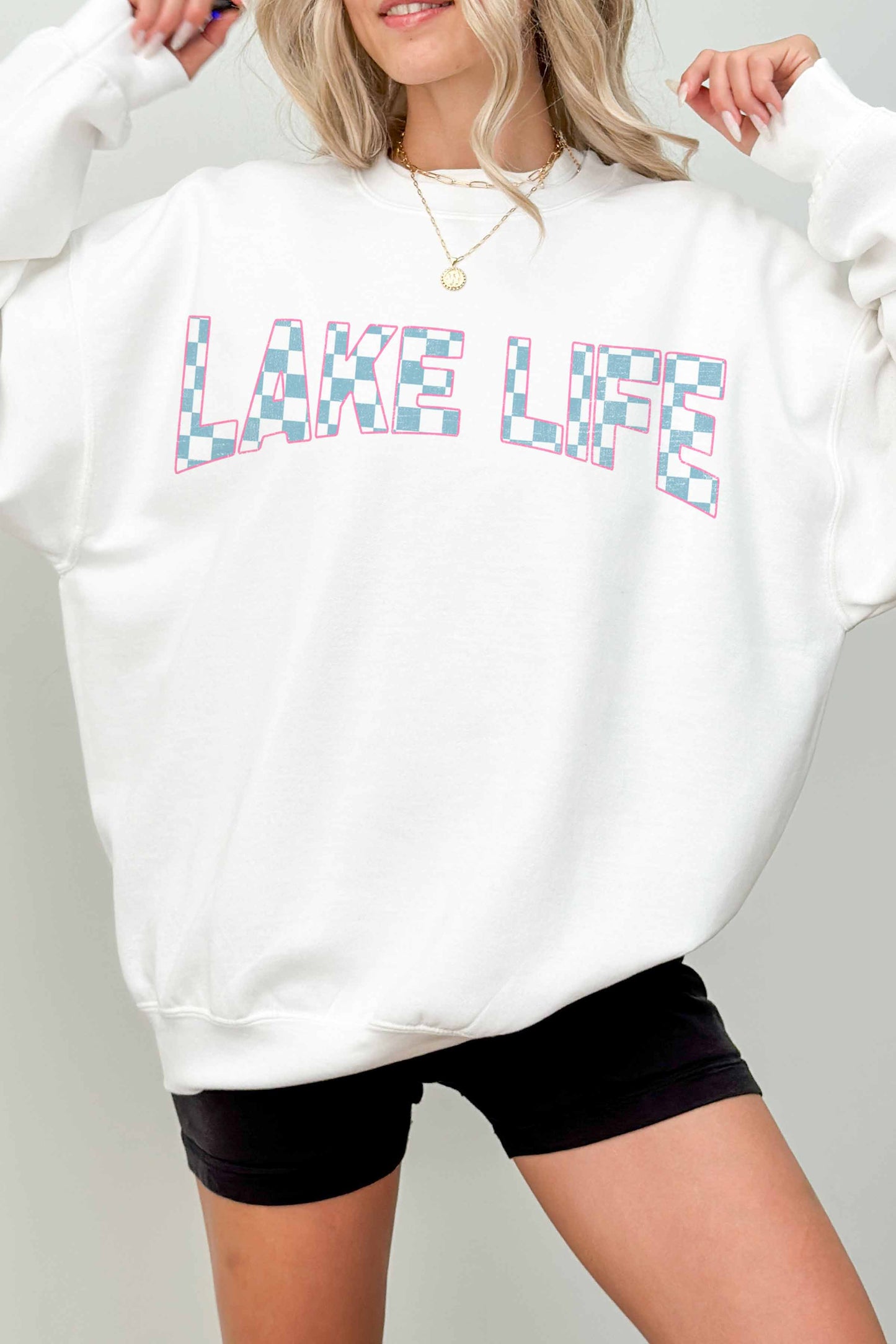 Felpa oversize Lake Life bianca