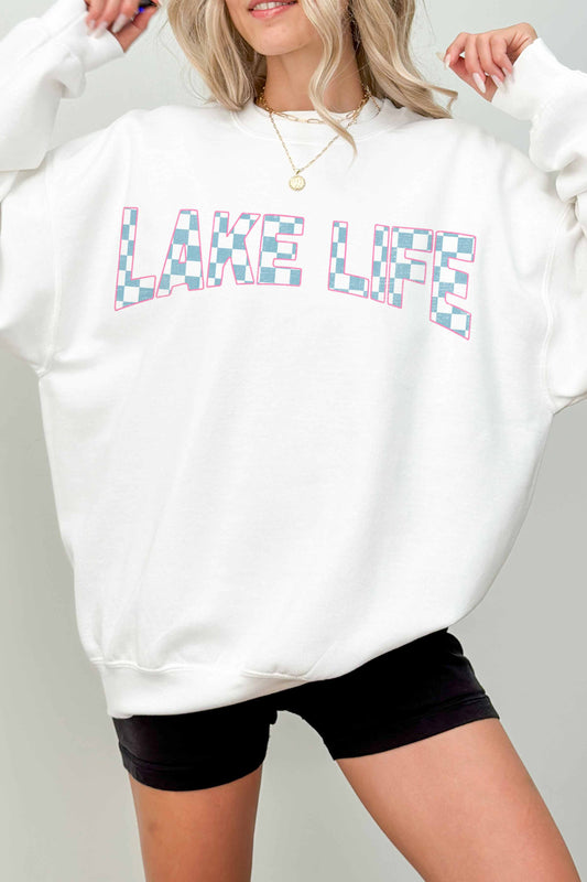 Felpa oversize Lake Life bianca