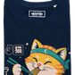 T-shirt unisex gatto samurai ramen in cotone biologico