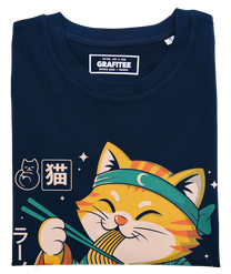 T-shirt unisex gatto samurai ramen in cotone biologico