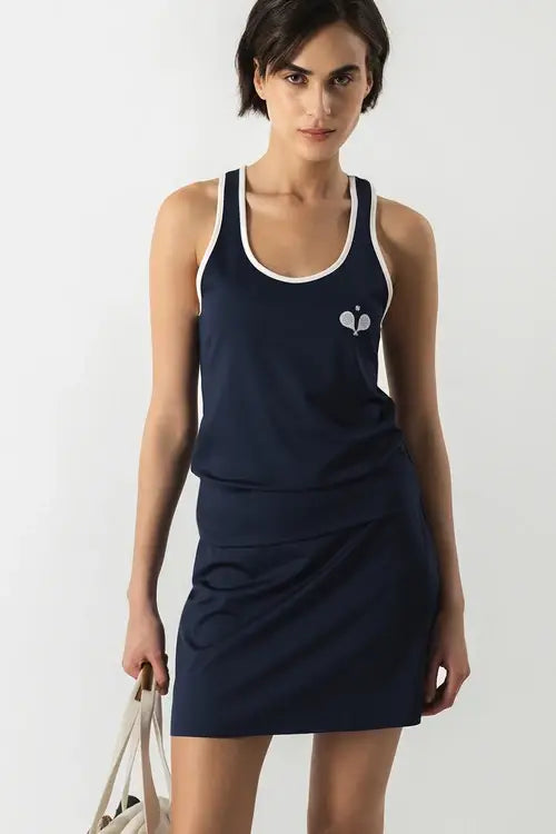 Top sportivo a vogatore con profili a contrasto