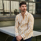 Camicia in lino a righe color ocra Maggia
