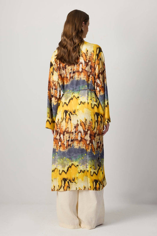 Kimono lungo in viscosa tie-dye boho