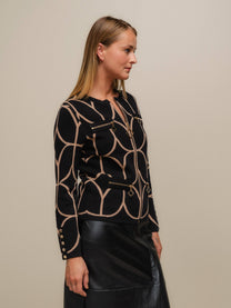 Giacca jacquard con zip e tasche decorative