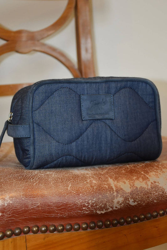 Beauty case da toilette da viaggio in denim trapuntato Care