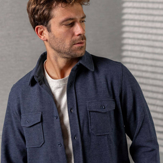 Overshirt in maglia antipiega blu navy