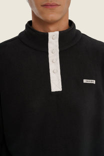 Maglione in pile nero unisex in cotone organico