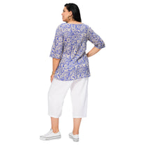 Camicetta estiva boho in voile di cotone con maniche 3/4