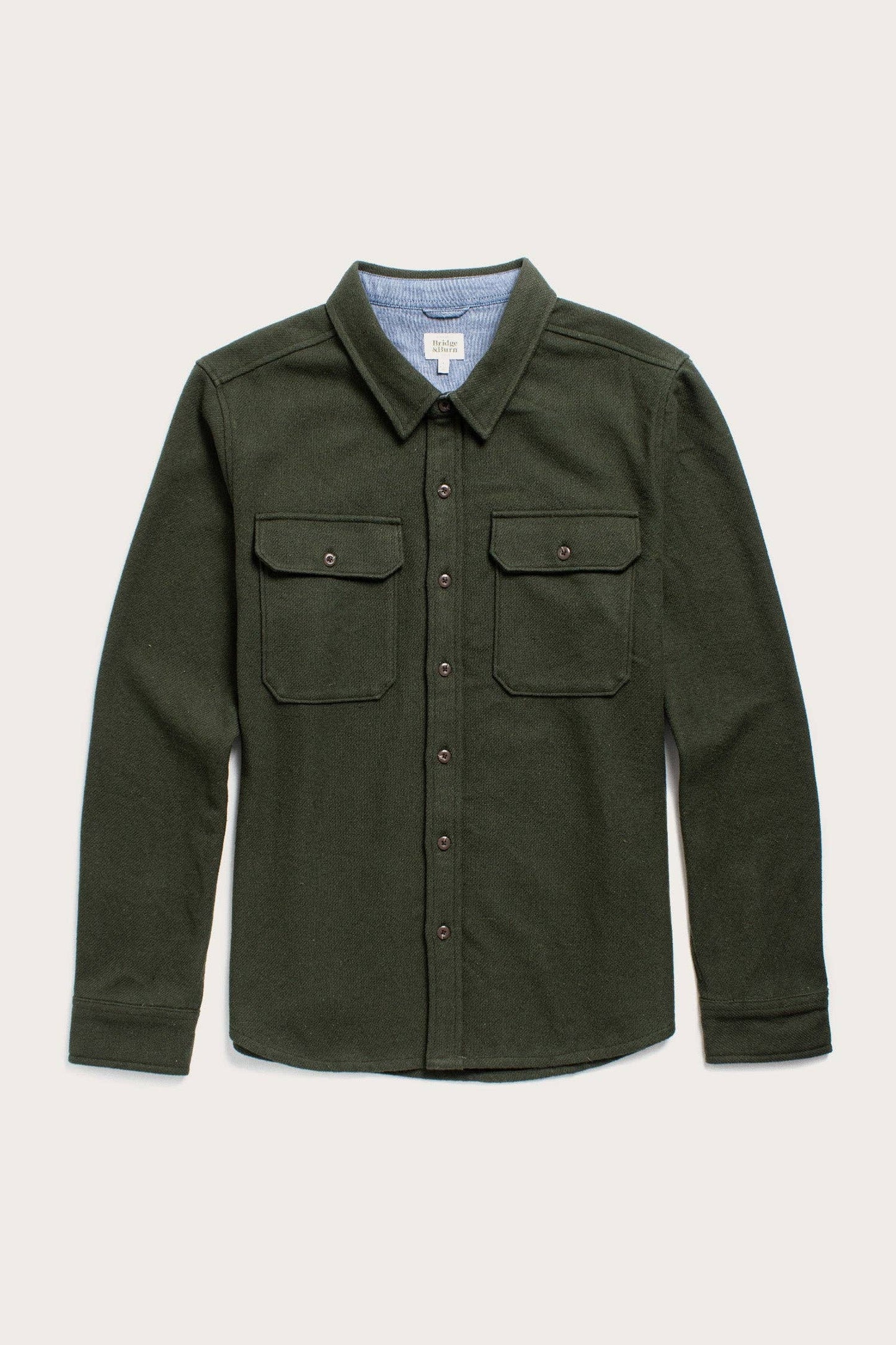 Overshirt in twill riciclato verde salvia scuro
