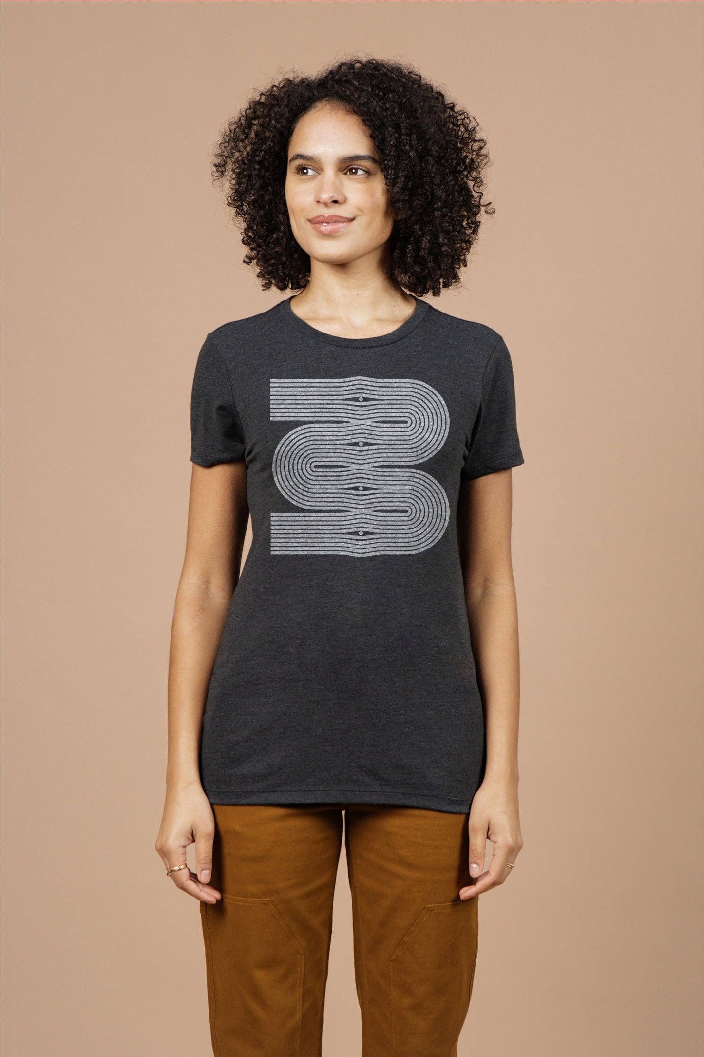 T-shirt donna Side Winder nera con stampa grafica