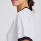 T-shirt Sandy in cotone biologico GOTS bianca con bordi a contrasto