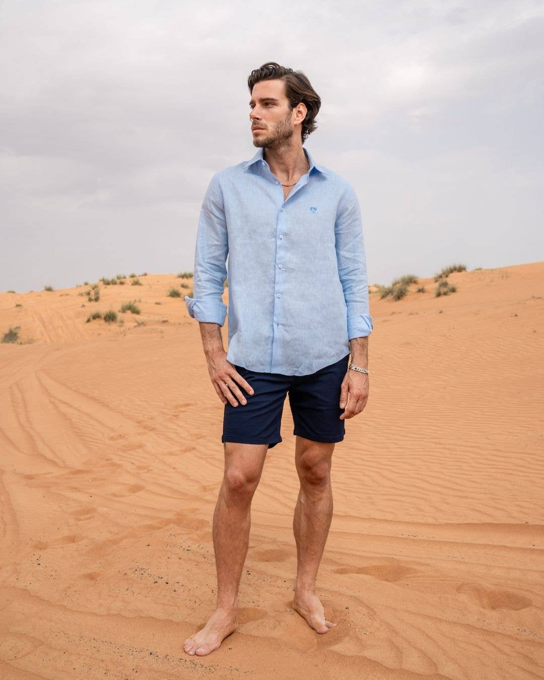 Camicia uomo in lino riciclato Azzurro Cielo