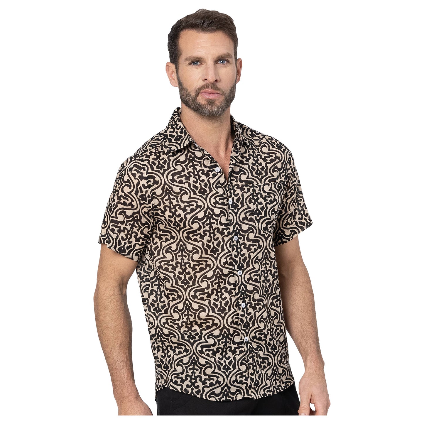 Camicia estiva a maniche corte in cotone voile