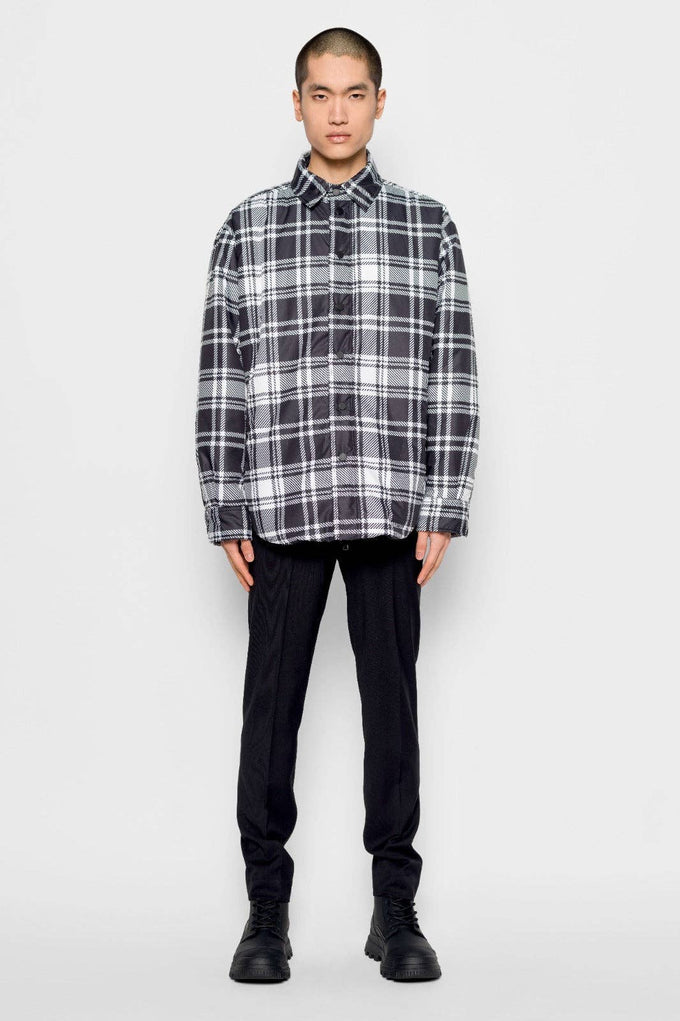 Camicia imbottita tartan bianco e nero Nemesi
